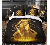 QHNZKJXPRL Déesse dorée Housse de Couette 3D Imprimée Microfibre Ultra Douce Confortable Justice Mythique Parure de Lit Fermeture Éclair Hypoallergique Résistante for Couple Single（140x200cm）