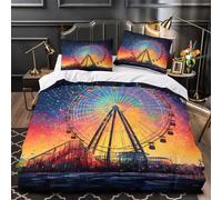 QHNZKJXPRL Festin de Restauration Rapide Parure de Lit 3D Imprimée Ultra Douce Hypoallergique Housse de Couette Microfibre Fermeture Éclair Respirante Léger for Couple Amoureux Super King（260x220cm）