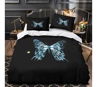 QHNZKJXPRL Radiographie du Papillon Parure de Lit Microfibre Hypoallergique 3D Imprimée Super Douce Fantasy numérique Housse de Couette Fermeture Éclair Douce Respirante for Femmes Single（135x200cm）