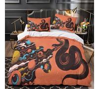 QHNZKJXPRL Serpent Cosmique Parure de Lit 3D Effet Microfibre Ultra Douce Résistante Housse de Couette Fermeture Éclair Hypoallergique Respirante for Enfants Garçons Filles Single（135x200cm）