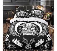 QHNZKJXPRL Symboles de Sorcellerie Housse de Couette 3D Imprimée Microfibre Hypoallergique Confortable Occultisme Gothique Parure de Lit Fermeture Éclair Résistante Léger for Enfant Single（135x200cm）