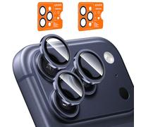 QHOHQ 2 Pièces Protection Camera pour iPhone 17 Pro Max/17 Pro/16 Pro Max/16 Pro/15 Pro Max/15 Pro, Top 9H+ Verre Trempé, [15 Pieds Qualité Militaire], Anti-Rayures, Auto-Install 1s - Bleu