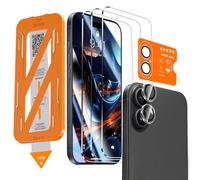 QHOHQ 3 Pièces Verre Trempé pour iPhone 17 + 1 Jeu Protection Caméra Arrière, Top 9H+ Glass Film, [12 Pieds Qualité Militaire Protection écran], Auto-Install 1s, Coque Compatible