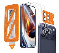 QHOHQ 3 Pièces Verre Trempé pour iPhone 17 Pro + 1 Jeu Protection Caméra Arrière, Top 9H+ Glass Film, [12 Pieds Qualité Militaire Protection écran], Auto-Install 1s, Coque Compatible