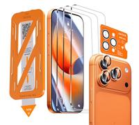 QHOHQ 3 Pièces Verre Trempé pour iPhone 17 Pro Max + 1 Jeu Protection Caméra Arrière, Top 9H+ Glass Film, [12 Pieds Qualité Militaire Protection écran], Auto-Install 1s, Coque Compatible
