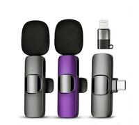 Qhot Micro Cravate sans Fil pour iPhone, Microphone Bluetooth Clip-on Lavalier sans Fil pour Enregistrement vidéo, Diffusion en Direct, Podcast - Violet
