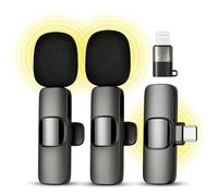 Qhot Microphone sans Fil pour iPhone, iPad, iOS, Microphone lavalier pour l'enregistrement vidéo - 2 Pack iPhone Mic Enregistrement cristallin avec USB-C pour Podcast, ASMR, TikTok