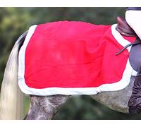 QHP Couverture d'équitation de Noël pour cheval Rouge Taille unique Polyester Boutons pression hiver