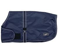 QHP Couverture de poulain 90 cm classique bleu polyester imperméable uni extérieur poulain cheval couverture rembourrage 100 g fermeture Velcro automne hiver