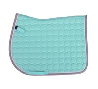 QHP Florence Tapis de selle surpiqûre carrée, 2 cordons décoratifs (Pony VS, Ice Green)