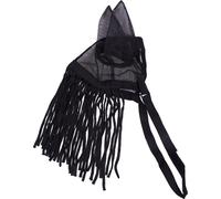 QHP Franges Anti-Mouches avec Oreilles, Noir - Poney