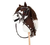 QHP Hobby Horse Bridon avec coutures de luxe - Convient pour les chevaux de bataille HKM - Marron foncé