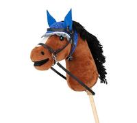 QHP Hobby Horse Cagoule anti-mouches pour cheval à bataille Bleu cobalt