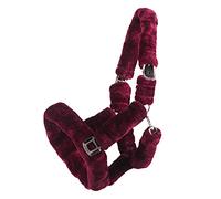 QHP Licol Alaska entièrement recouvert de fourrure synthétique douce (sang, bordeaux/noir)