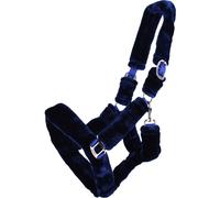 QHP Licol Alaska entièrement recouvert de fourrure synthétique douce (poney, bleu marine/bleu).