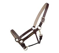 QHP Licol Lupine Cuir - Marron Moyen- Beige - Cheval