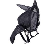 QHP Licol-Masque anti-mouches Combi avec oreilles noir FS/23, Taille:Poney