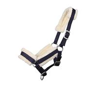 QHP Licol pour poulain avec fourrure synthétique réglable sur 3 positions (02, bleu foncé)