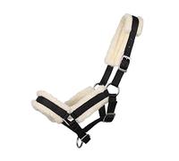 QHP Licol pour poulain avec fourrure synthétique réglable sur 3 positions (03, noir)