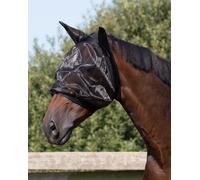 QHP Masque anti-mouches avec oreilles fin noir, QHP17_Taille:Shetty