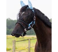 QHP Masque Anti-Mouches avec Protection Nasale Amovible, Bleu Clair - Mini-Shetty