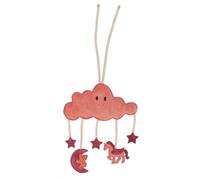 QHP Novy Jouet d'écurie naturel pour chevaux, en velours avec rembourrage en fibre de coco, biodégradable, à suspendre, rose