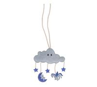 QHP Novy Jouet d'écurie naturel pour chevaux, en velours avec rembourrage en fibre de coco, biodégradable, à suspendre, bleu