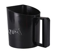 QHP Pelle à nourriture avec anse d'une capacité de 1 litre, un côté plat (noir).