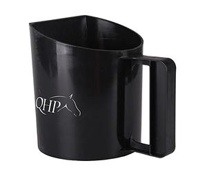 QHP Pelle à nourriture avec anse d'une capacité de 1 litre, un côté plat (noir).