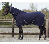 QHP plaid couverture polaire pour cheval avec couvre-cou Bleu 125 cm