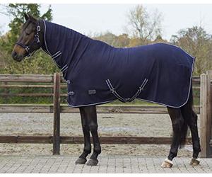QHP plaid couverture polaire pour cheval avec couvre-cou Bleu 125 cm