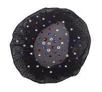 QHP Rhinestone Filet à cheveux en maille fine avec strass élégants Noir
