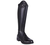 QHP Romy Junior Bottes d'équitation hautes en cuir pour enfant avec design interchangeable Noir, Noir , 40 EU
