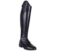 QHP Sasha Bottes d'équitation en cuir pour adulte Noir Avec haut interchangeable Fermeture Éclair arrière