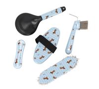 QHP Set de brosses de pansage Stable Buddy avec un mignon imprimé de teckel