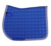 QHP Tapis de selle Florence surpiqûre carrée extravagante avec 2 cordons décoratifs (Warmlbut VS, bleu cobalt)