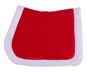 QHP Tapis de selle pour Noël avec fourrure blanche imitée Concours complet