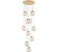 QHQQXN 10 Boules de Verre Lustre d'escalier Longue Suspension, lustres de Foyer pour Hauts plafonds bâtiment Duplex Grand Lustre Salon-Or 2 45x200 cm