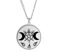 QHQQXN Accessoires pour Filles Collier de Phase de Lune de Sorcellerie en Argent Sterling 925 pour Femmes, Collier Pendentif Triple Lune - Amulette de Sceau de Lilith Collier Croissant de Lune en