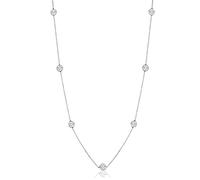 QHQQXN Accessoires pour Filles Collier Station Rond en Argent Sterling avec oxyde de Zirconium 16"-30" Cadeau d'anniversaire