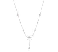 QHQQXN Accessoires pour Filles en Argent Sterling élégant Collier avec nœud Papillon Pendentif Femmes Bijoux Cadeau Exquis Accessoires de Perles cadeau-T116 Cadeau d'anniversaire