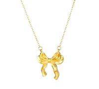 QHQQXN Accessoires pour Filles Ensembles de nœuds de Ruban élégants Colliers Boucles d'oreilles Bracelet pour Femmes 18 carats Couleur Or Mignon en Acier Inoxydable Romantique Bijoux de Tous Les