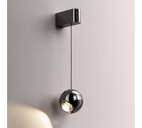 QHQQXN Applique Murale LED en Aluminium avec Abat-Jour en Verre Transparent, Applique Murale rétractable à 3 Modes de Couleur (Miroir chromé, A)