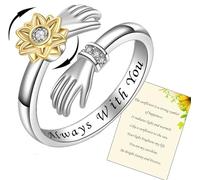 QHQQXN Bagues de câlin en Argent Sterling 925 pour Femmes, Je t'aime pour Toujours, Cadeau de mère, Cadeaux de sœur, Mots gravés, Mains câlins, Bague Ouverte, Bijoux d'amitié, Cadeau