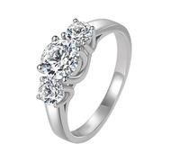 QHQQXN Bagues en Argent Sterling pour Femmes et Filles, Bague de Pouce en oxyde de Zirconium, Bague de fiançailles de Mariage, Trois Diamants étincelants, Accessoires à thème intemporels, Cadeaux
