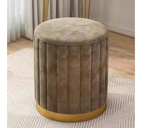 QHQQXN Blue Velvet Ottoman with Gold Plating Base for Living Room Bedroom Or Shop Round Sponge Vanity Stool Chair for Foot Rest Upholstered Non Storage 13 * 16.5in