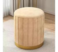 QHQQXN Blue Velvet Ottoman with Gold Plating Base for Living Room Bedroom Or Shop Round Sponge Vanity Stool Chair for Foot Rest Upholstered Non Storage 13 * 16.5in
