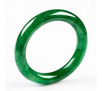 QHQQXN Bracelet jonc en Jade Vert Complet, Bracelets en Jade Vert Soleil, Bracelet en Jade à Barre Ronde à Fleurs flottantes Vertes pour Dames, avec boîte à Bijoux, 54-64 mm (62 mm)