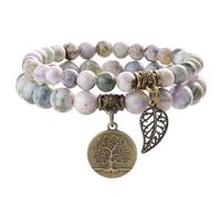 QHQQXN Bracelets Chakra pour Femmes, Cristal, Pierres précieuses Naturelles, Yoga, Reiki, Ensemble de Bracelets Doubles