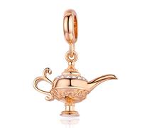 QHQQXN Breloques Pendentif Lampe d'aladdin 925, adaptées aux Bracelets en Argent Originaux, Design Magique Rose, Bijoux à Faire soi-même